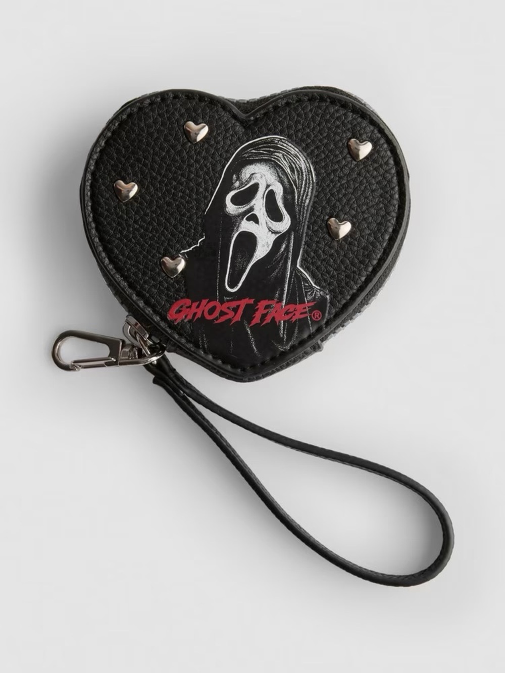 Scream Ghost Face Heart Shaped Coin Purse Wristlet Bag
